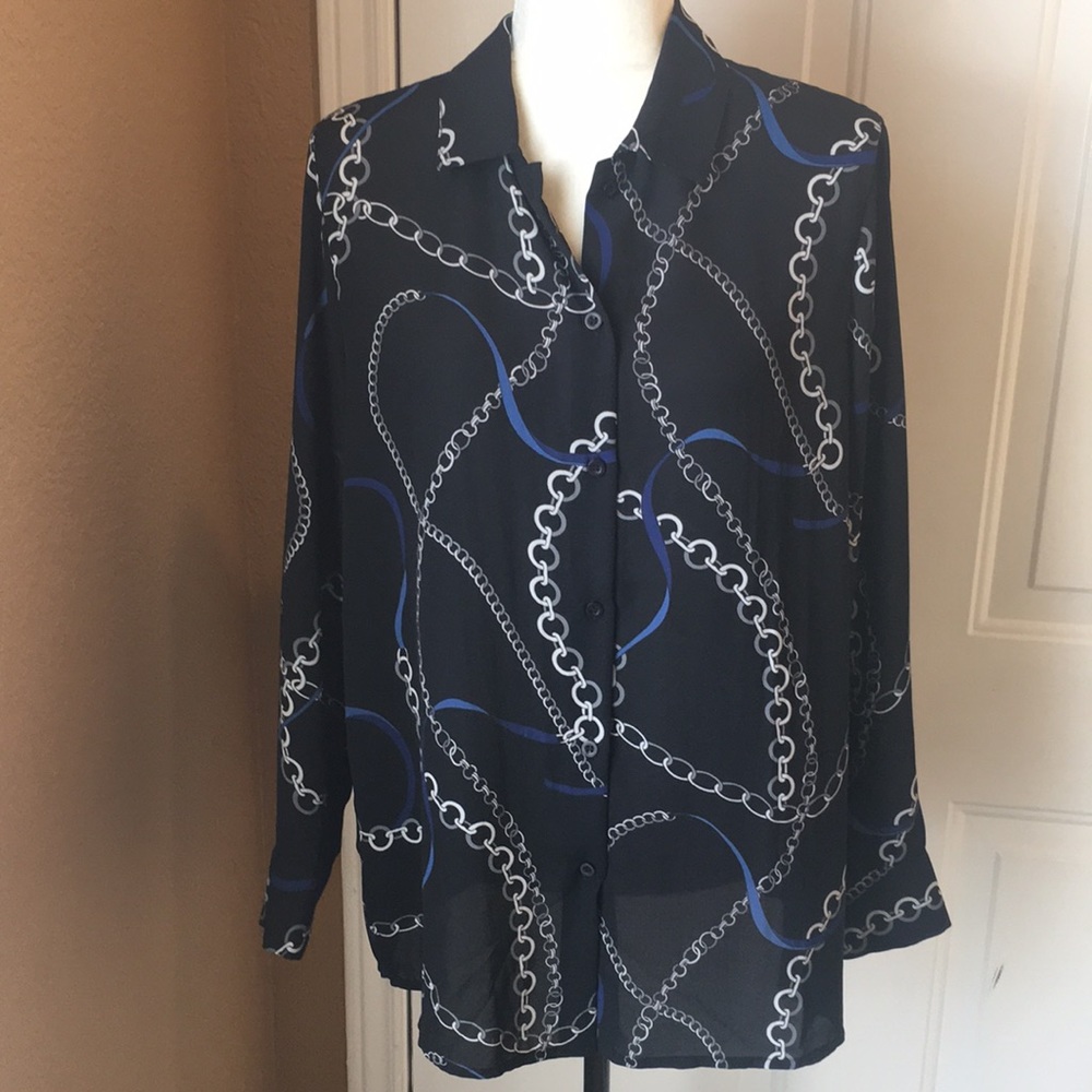 Chelsea & Theodore button down blouse size Large